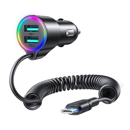 Joyroom carregador de carro rápido 3 em 1 com cabo USB-C 1.5m 17W preto (JR-CL24)
