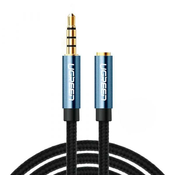 Ugreen Cabo Extensão Audio AV118 1x3.5mm Macho para 1x3.5mm Fêmea Trançado 2m Preto - 40675