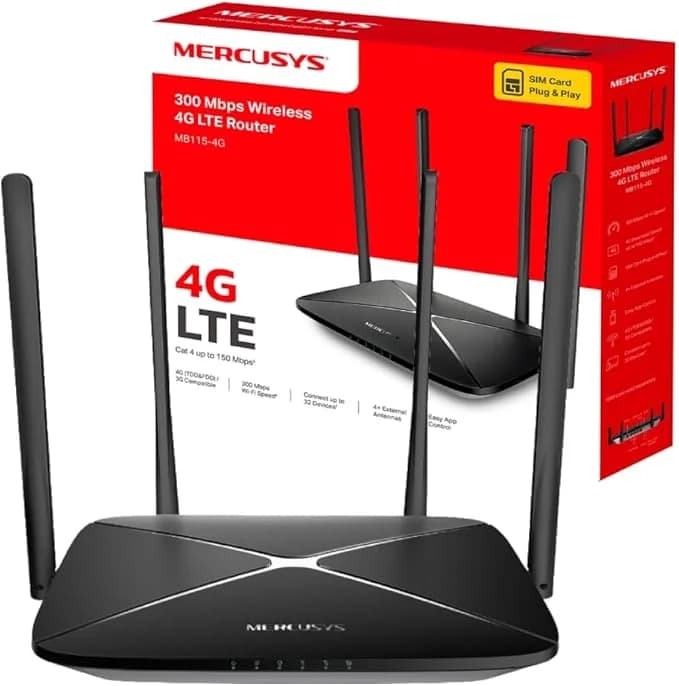 TP-Link Mercusys MB115-4G N300 Single-Band WiFi 4 4G LTE 10/100Mbps