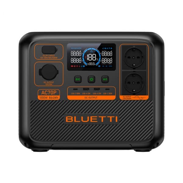 Bluetti Estação de Energia Portátil AC70P 864Wh 1000W com Carregamento Turbo 950W