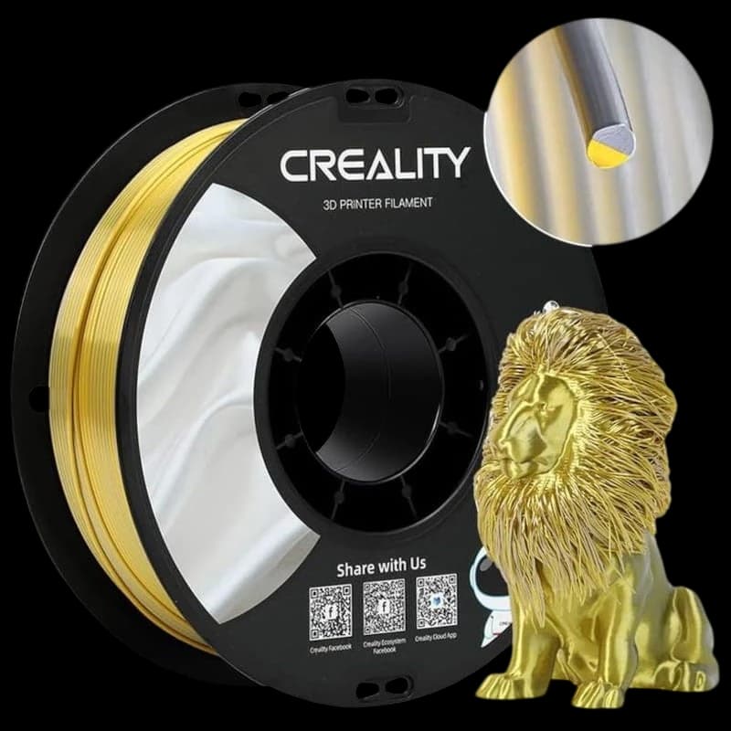 Creality Filamento para Impressora 3D CR-Silk PLA 1,75mm 1kg Ouro/Prata