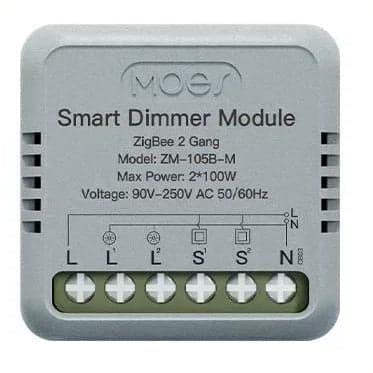 Moes ZM-105B-M - Módulo Dimmer 2 Canais Zigbee