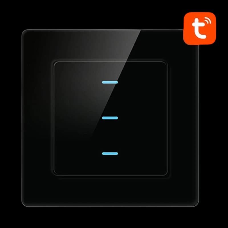 Avatto N-TS10-B3 3 Botões WiFi Preto – Interruptor Táctil Inteligente