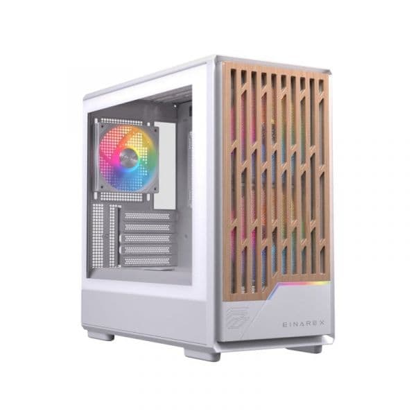 Einarex PULSE PM400 RGB White Micro-ATX Compacta com Frontal Madeira