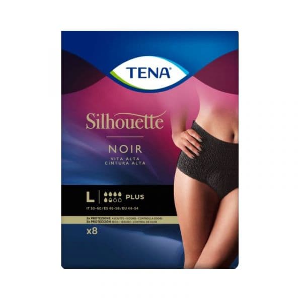 Tena Silhouette Plus Cintura Alta Negro Tamanho L 8 Unidades