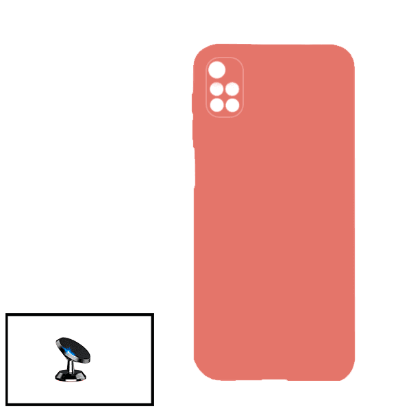Kit Suporte Magnético de Carro + Capa Silicone Líquido para Xiaomi Redmi 10 - Rosa