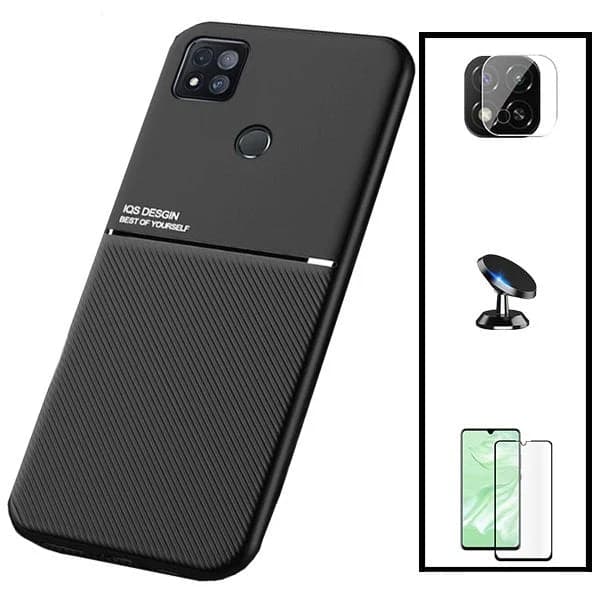 Kit Capa Magnetic Lux + 5D Full Cover + Película de Câmara Traseira + Suporte Magnético de Carro para Xiaomi Poco C31