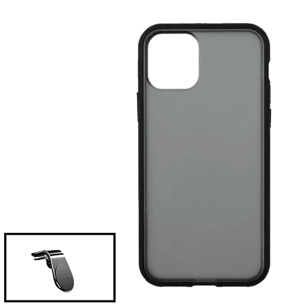 Kit Capa Anti Choque Protection Fumê + Suporte Magnético L Safe Driving Carro para Apple iPhone 13 - Preto