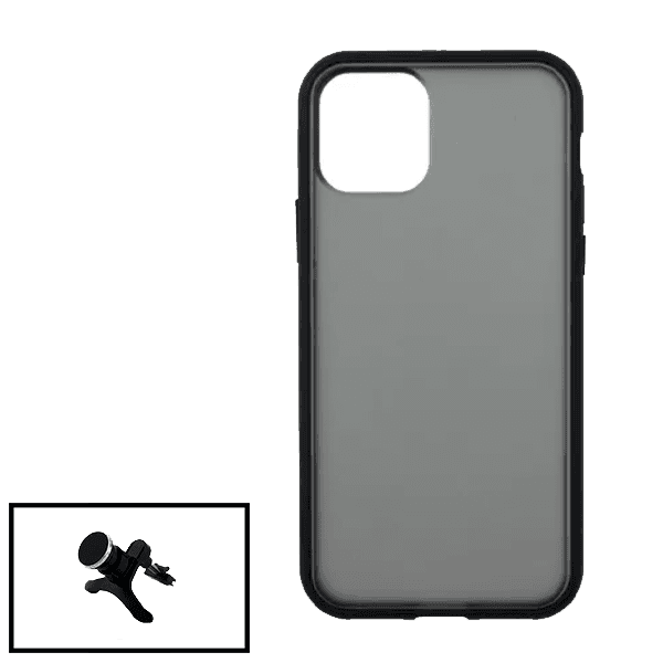 Kit Capa Anti Choque Protection Fumê + Suporte Magnético Reforçado de Carro para Apple iPhone 13 Pro Max - Preto