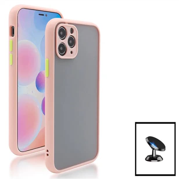 Kit Capa Anti Choque Camera Protection + Suporte Magnético de Carro para Apple iPhone 13 Mini - Rosa