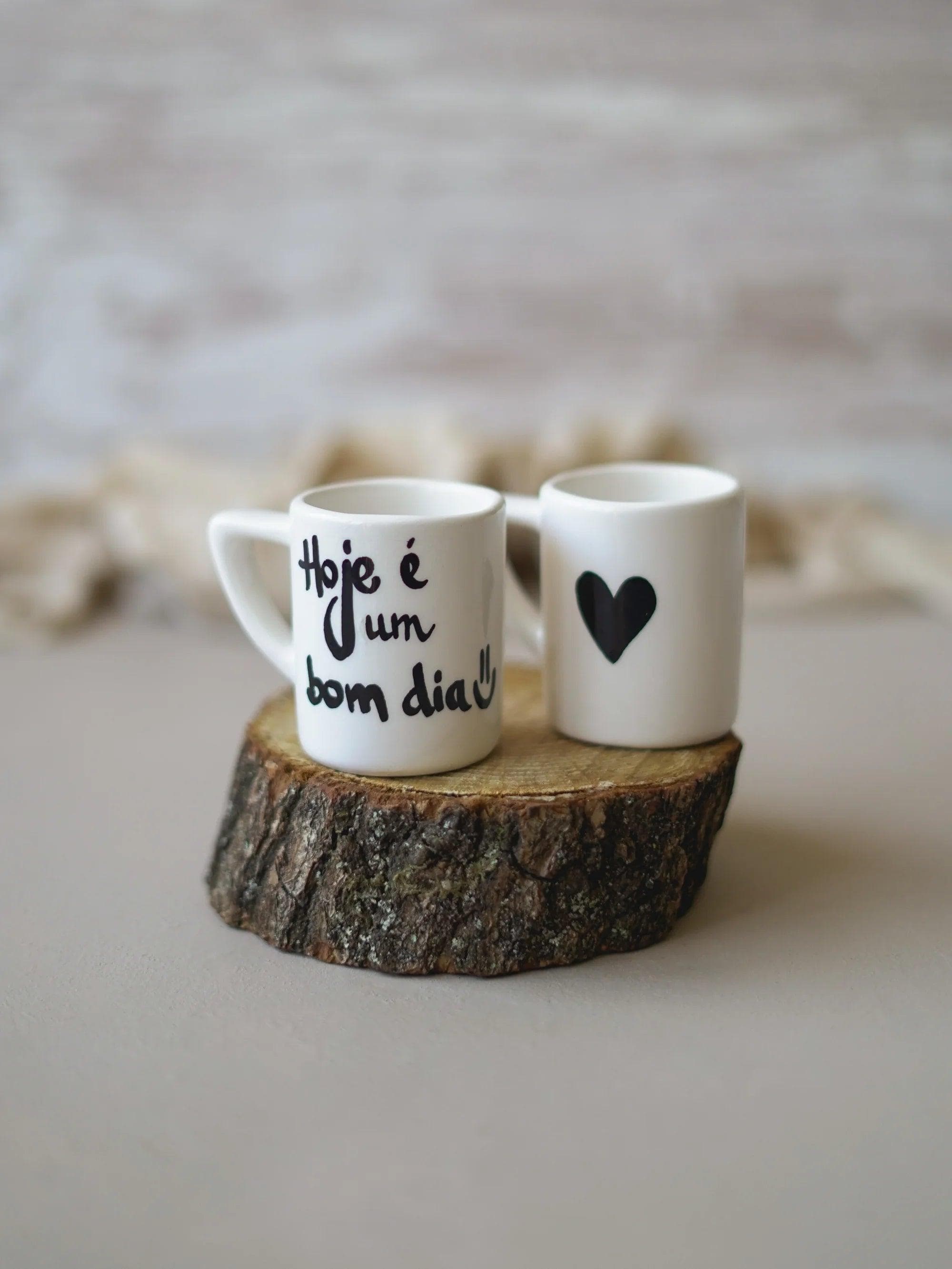 Ceramor Cerâmica Conjunto 2 Chávenas de Café com Mensagem ""bom Dia"" 65ml