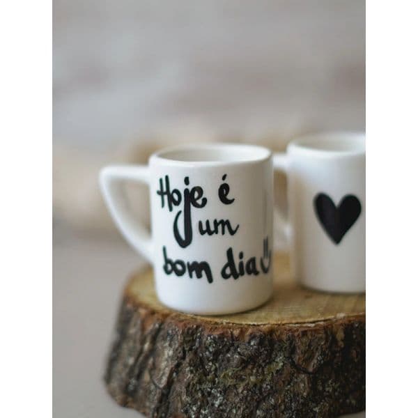Ceramor Cerâmica Conjunto 2 Chávenas de Café com Mensagem ""bom Dia"" 65ml