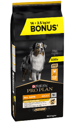 Pro Plan Dog All Size Adult Light/Sterilised – 14 kg + 2,5 kg