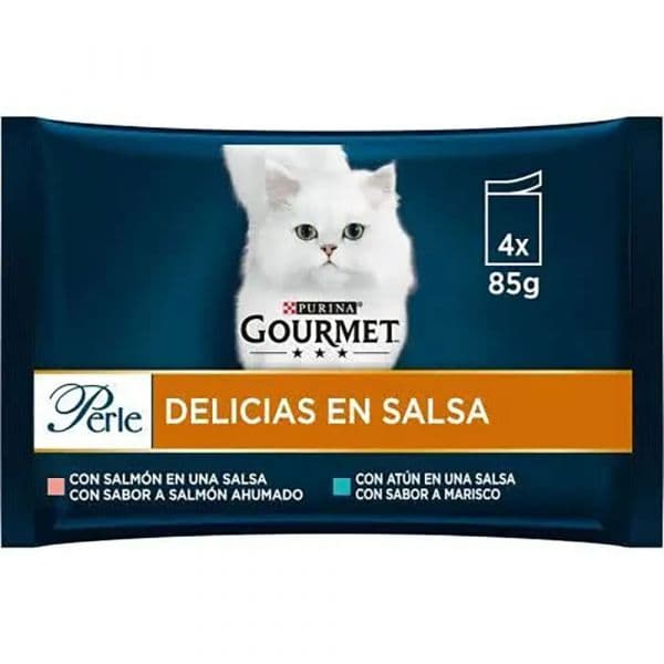 Ração Húmida Purina Molho Gourmet Perle Delícias em Molho Atum e Salmão 85g