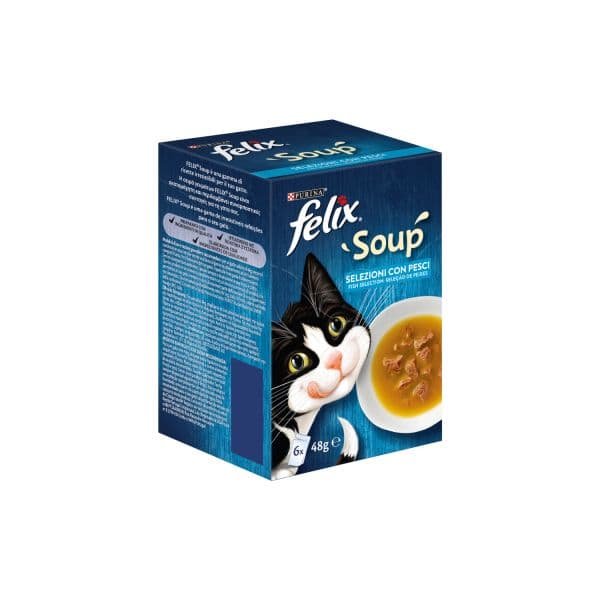 Ração Húmida Purina Felix Sopa Seleção De Peixes 6x48gr