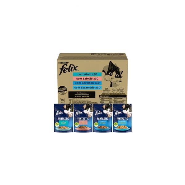 Ração Húmida Purina Felix Fantastic Peixe em Gelatina 120 x 85g