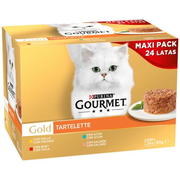 Ração Húmida Purina Gourmet Gold Vaca, Frango, Atum, Salmão 24x 85g