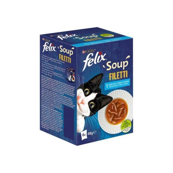 Ração Húmida FELIX Comida Húmida Gato Soup Filetti Peixes 6x48g