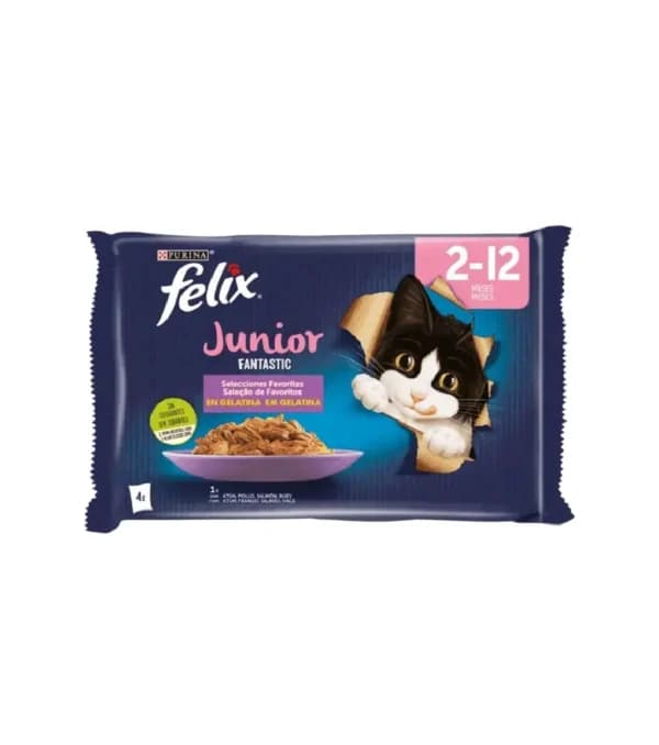 Felix Junior Fantastic 4x85gr Ração Húmida para Gato - Campet
