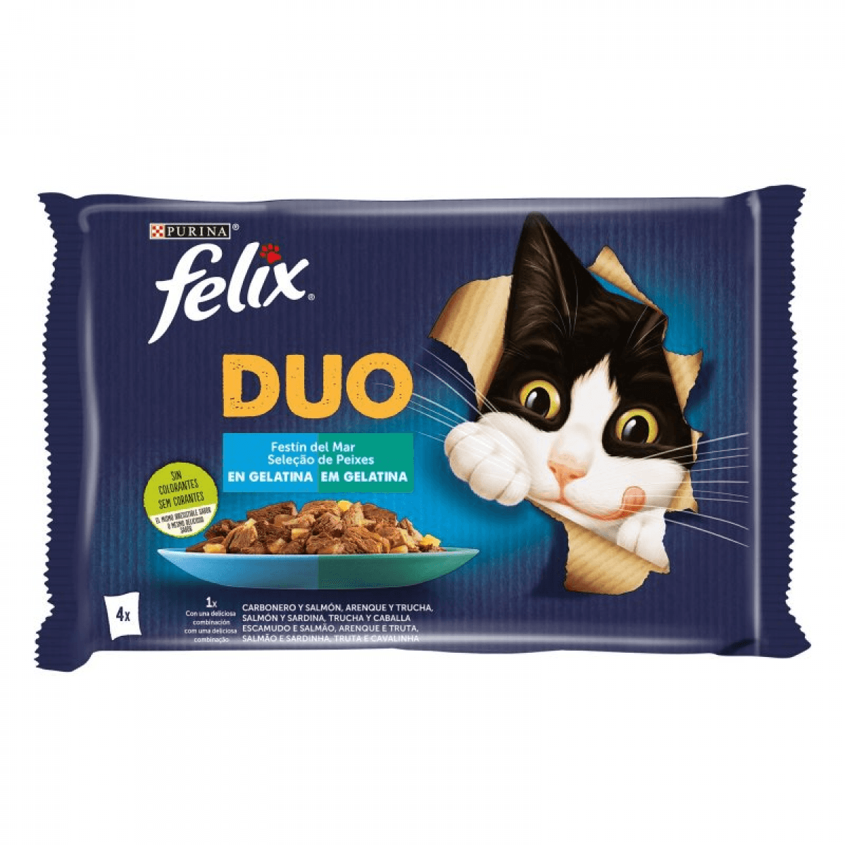 Ração Húmida Purina Felix Fantastic Duo Peixe 4x85gr