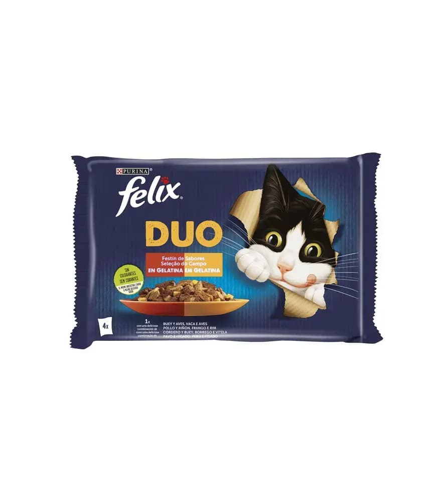 Felix Fantastic Duo Seleção Campo 4x85Gr Ração Húmida para Gato - Campet