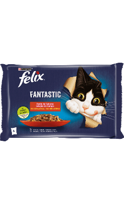 Ração Húmida Purina Felix Fantastic Seleção do Campo Gelatina 4x 85g