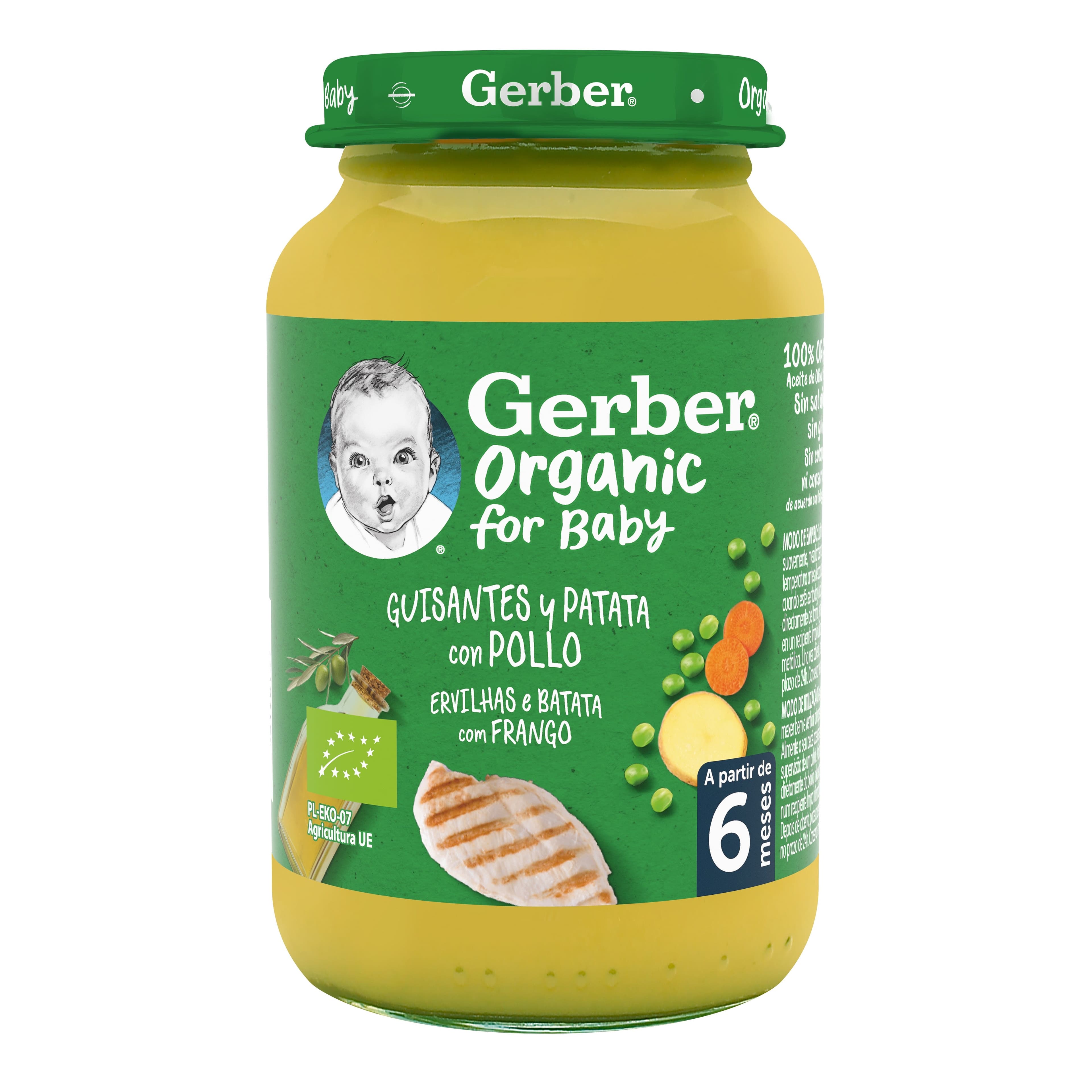 Gerber Organic Ervilhas, Batata e Frango +6M 190g