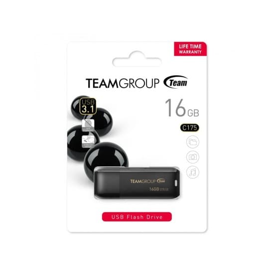 PEN DRIVE TEAM GROUP C175 16GB USB 3.0 BLACK - TC175316GB01