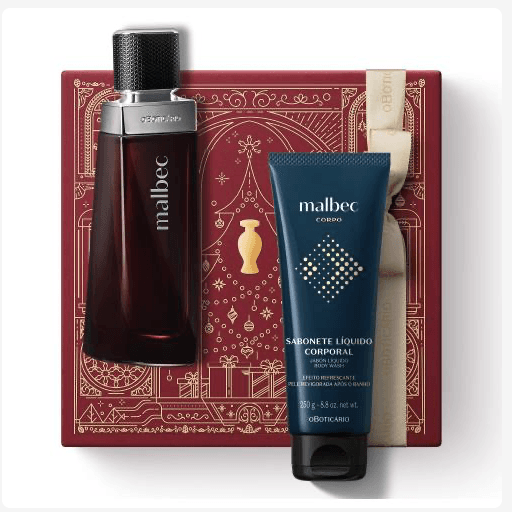 O Boticário Malbec Coffret Presente, Malbec Perfume EDT 100 ml e gel de duche 2 em 1, 250 g