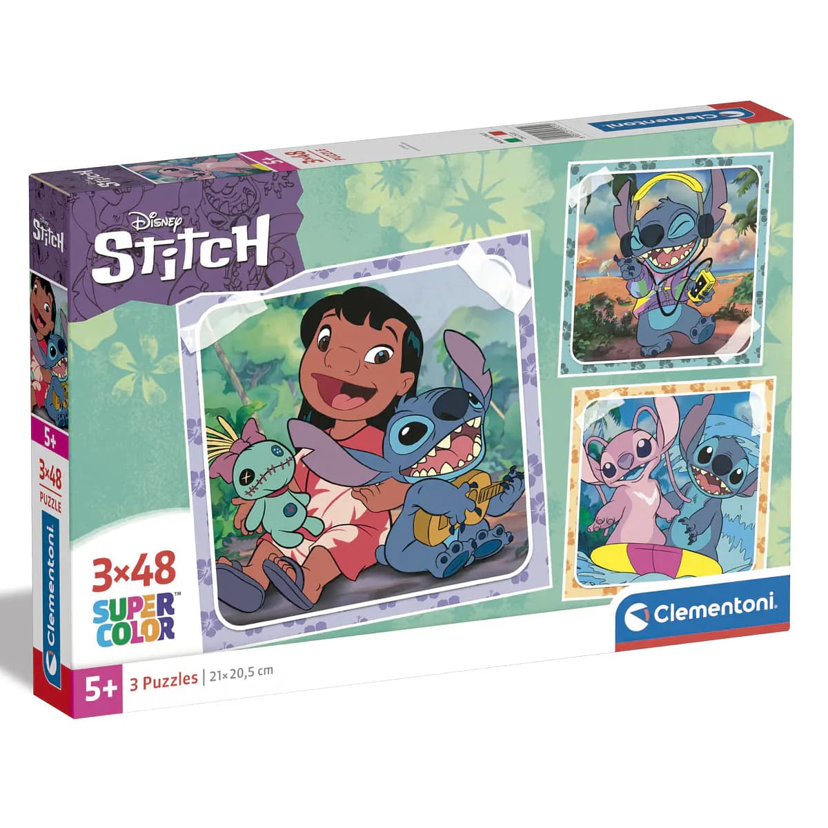 Clementoni Super Color: Puzzle Quadrado 3X48 peças Stitch