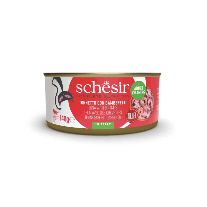 Schesir Lata Gato de Atún con gambas en gelatina 85gr