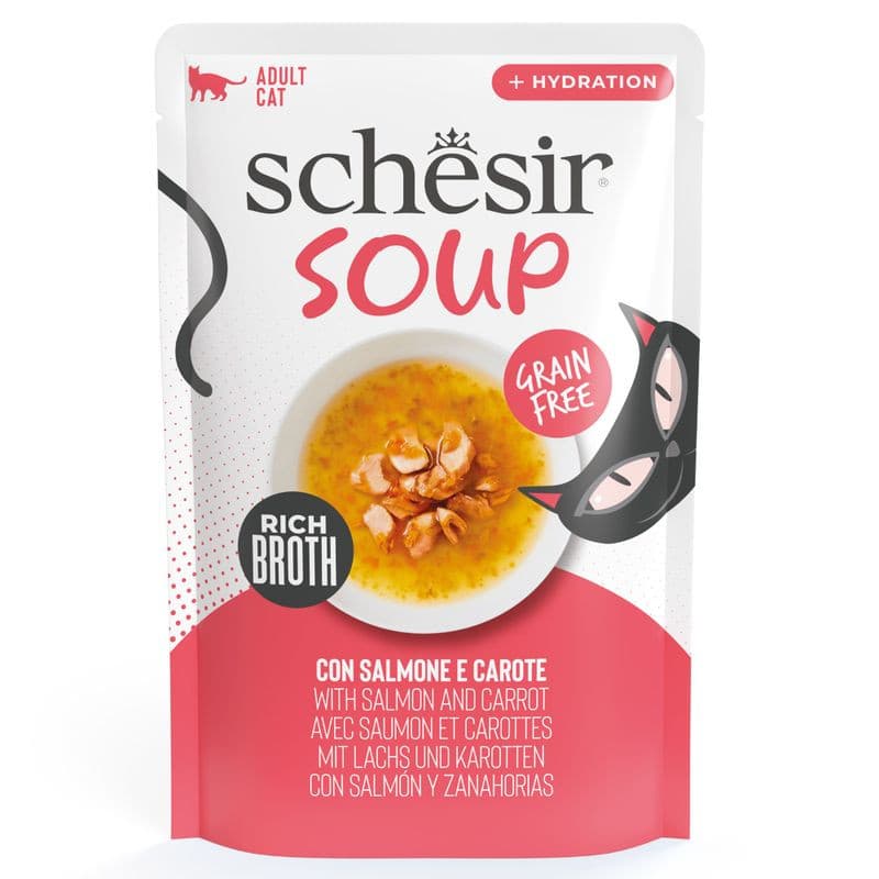 Schesir Comida Húmeda Gato Soup Salmón Rosado y Zanahorias