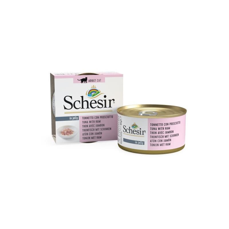 Schesir Lata Gato de Atún con jamón en gelatina 85 gr
