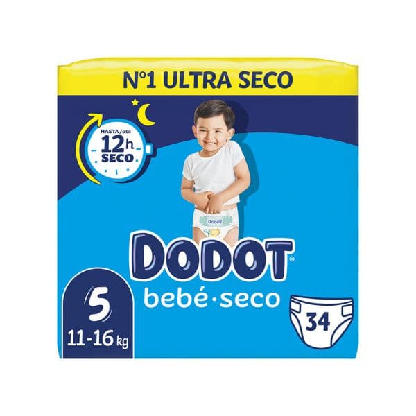 Fraldas Dodot Bebé Seco T5 (11-16kg) 34 unidades