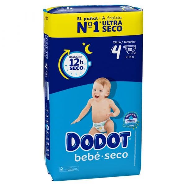 Dodot Fraldas Bebé Seco T4 (9-14Kg) 58 Unidades