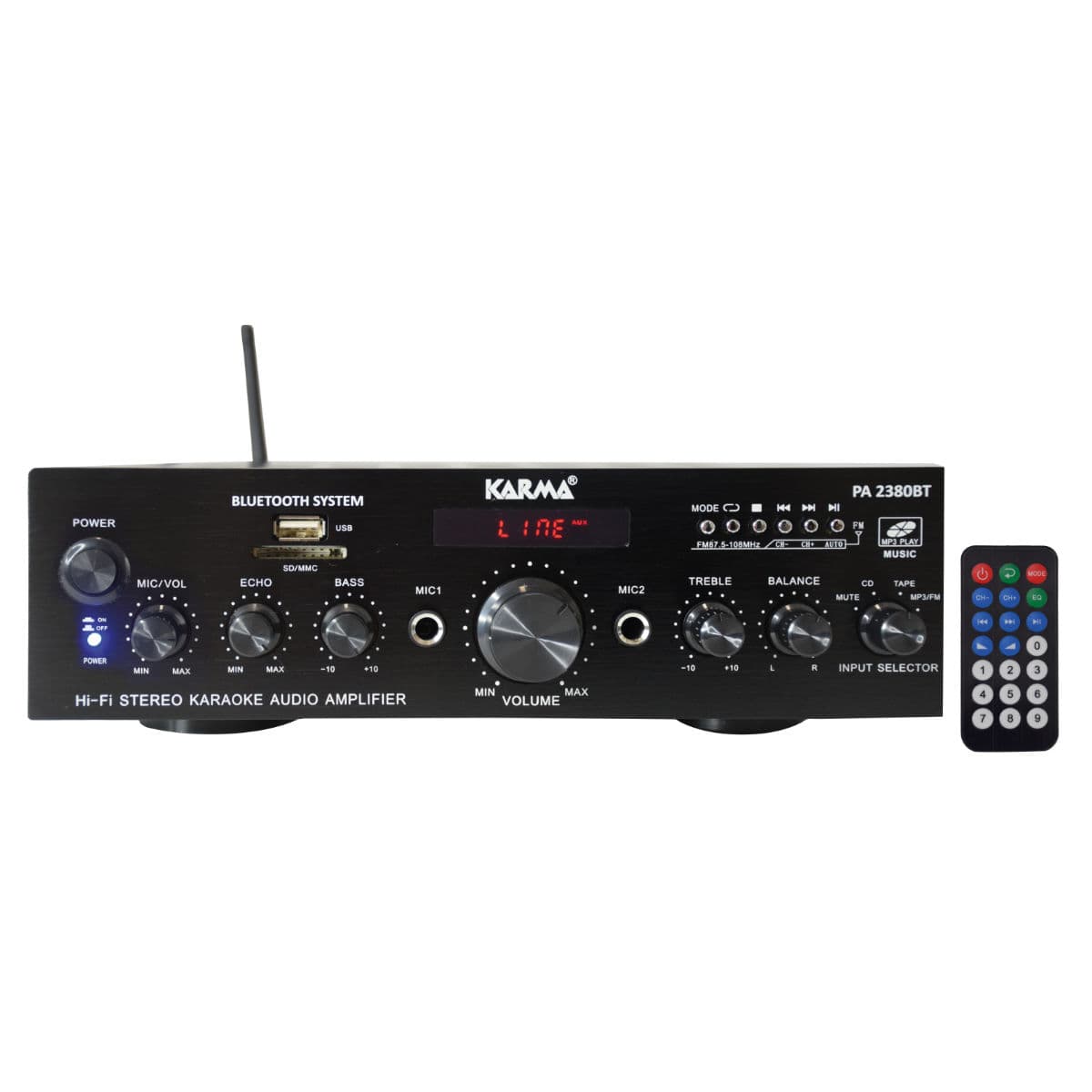 Amplificador Audio Karaoke 2x50W com Display