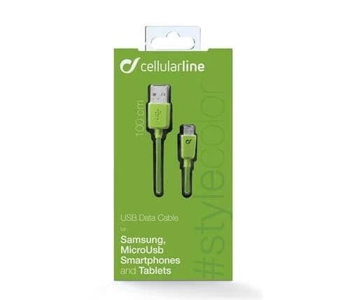 Cabo de Dados Cellularline USB Tipo-A/Micro USB 1m Verde
