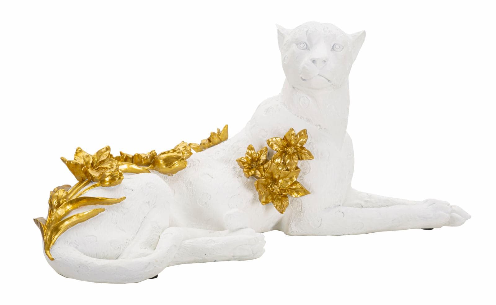 Leopardo Branco Dourado Cm 53x21,5x24