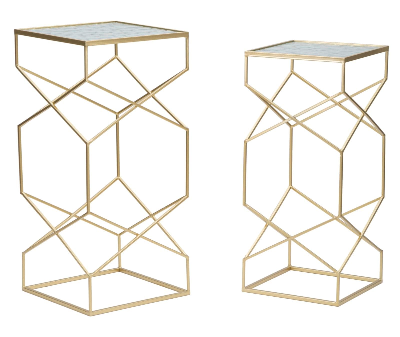 Mesas Auxiliares Glassy Par Cm 31,5x31,5x68-28x28x64