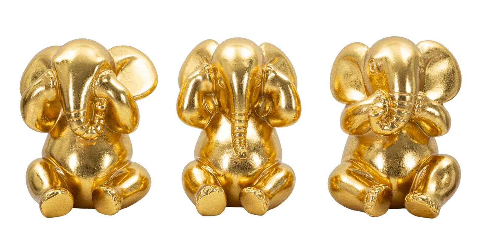 Elefante Non Vedo Non Sento Non Parlo Conjunto 3 Un. Cm ø 15,5x20,5