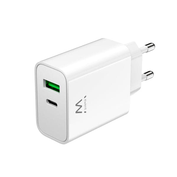 Carregador Ewent USB-C/USB-A 30W QC 3.0 Branco