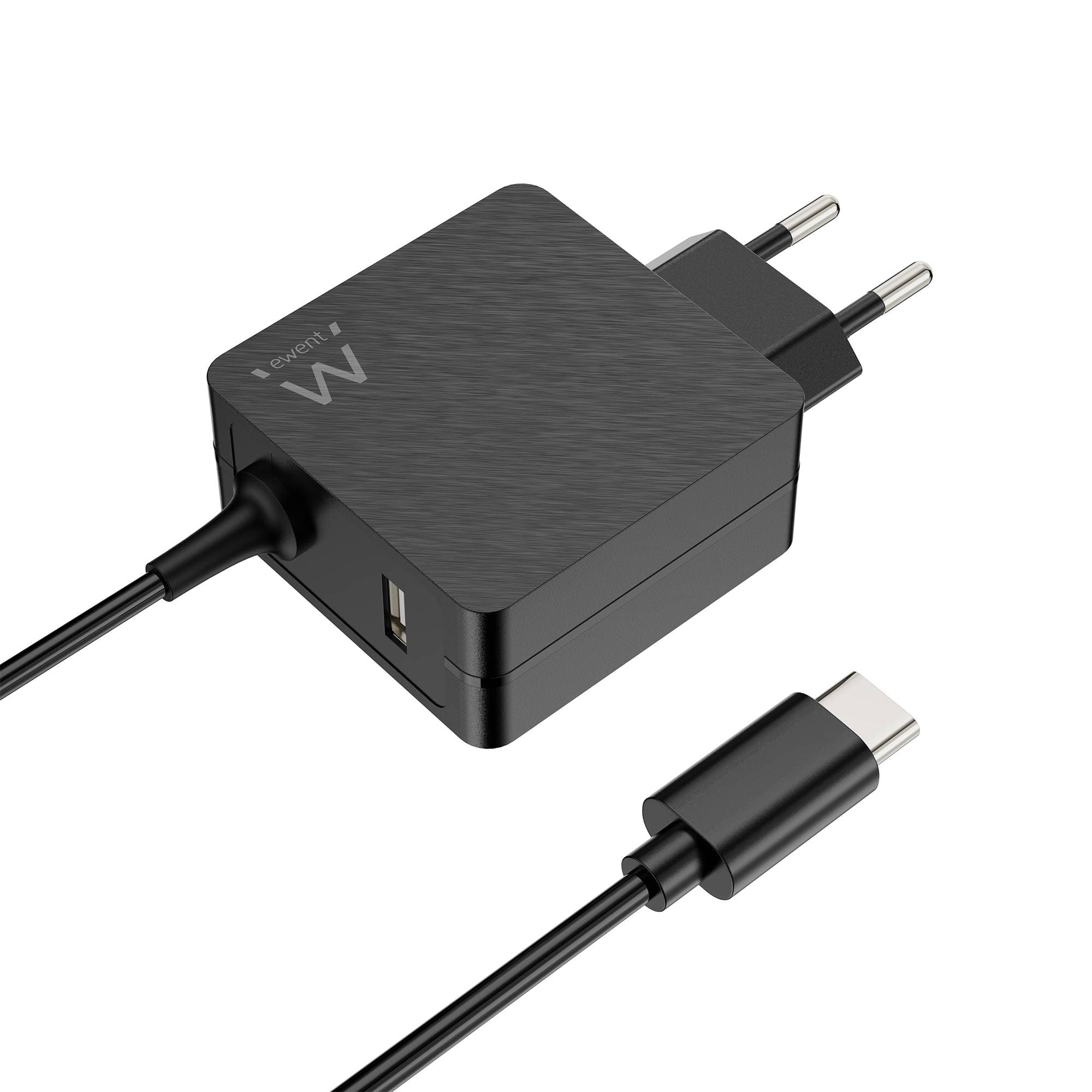 Carregador de Portátil Ewent USB-C + 1-Porta USB-A PD 45W Preto