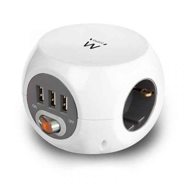 Ewent Extensão 3 Tomadas + 3 usb (1,5 Mts) - EW3939