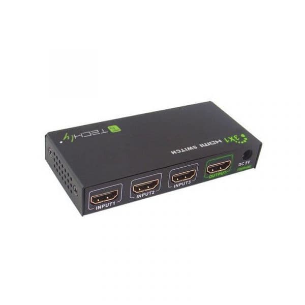 Techly IDATA-HDMI-4K31 Switch HDMI 3x1 4K UHD 3D com Controlo Remoto