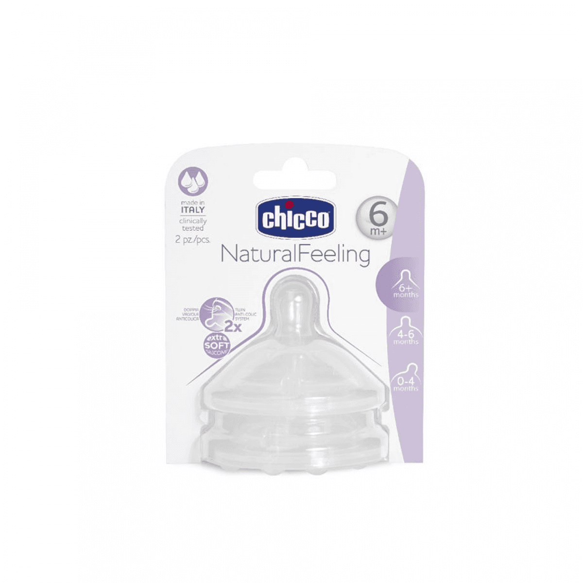 Chicco Tetina NaturalFeeling Silicone 6M+ 2 Unidades