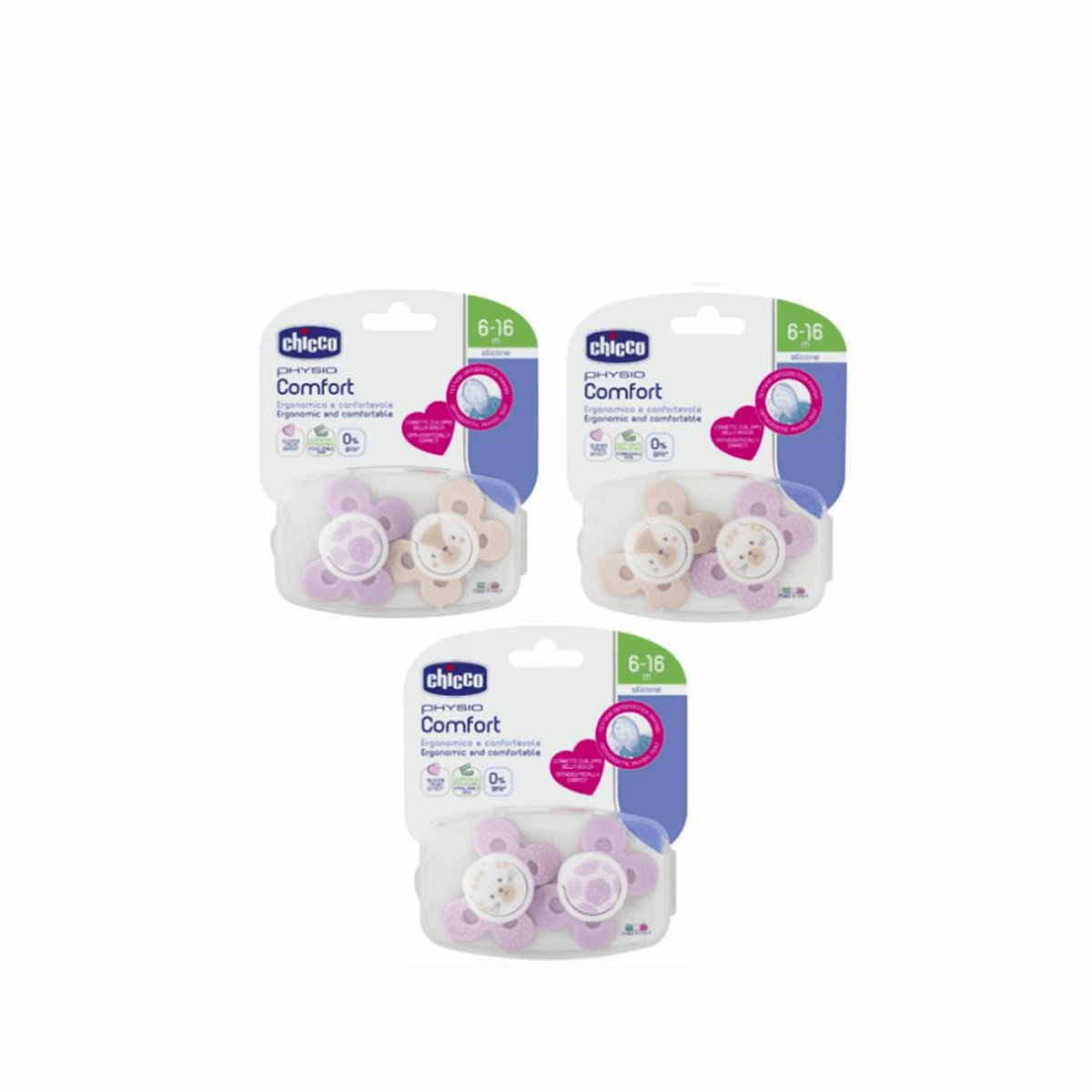 Chicco Chupeta Silicone Physio Comfort Girl 6-16M 2x