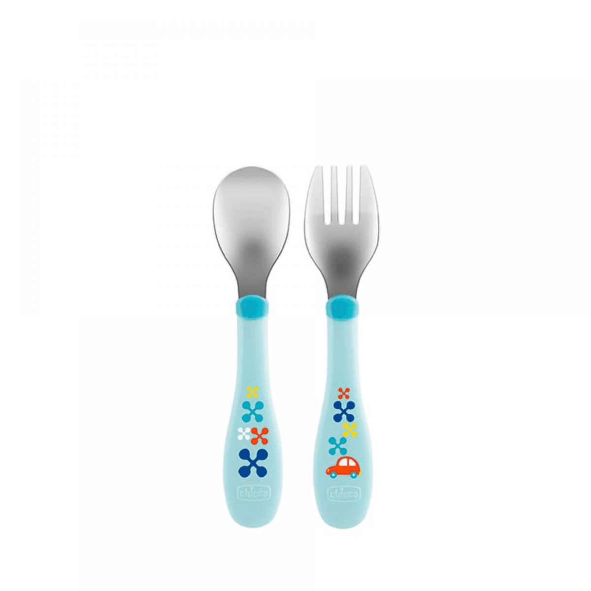 CHICCO TALHERES AÇO INOXIDÁVEL AZUL 18M+