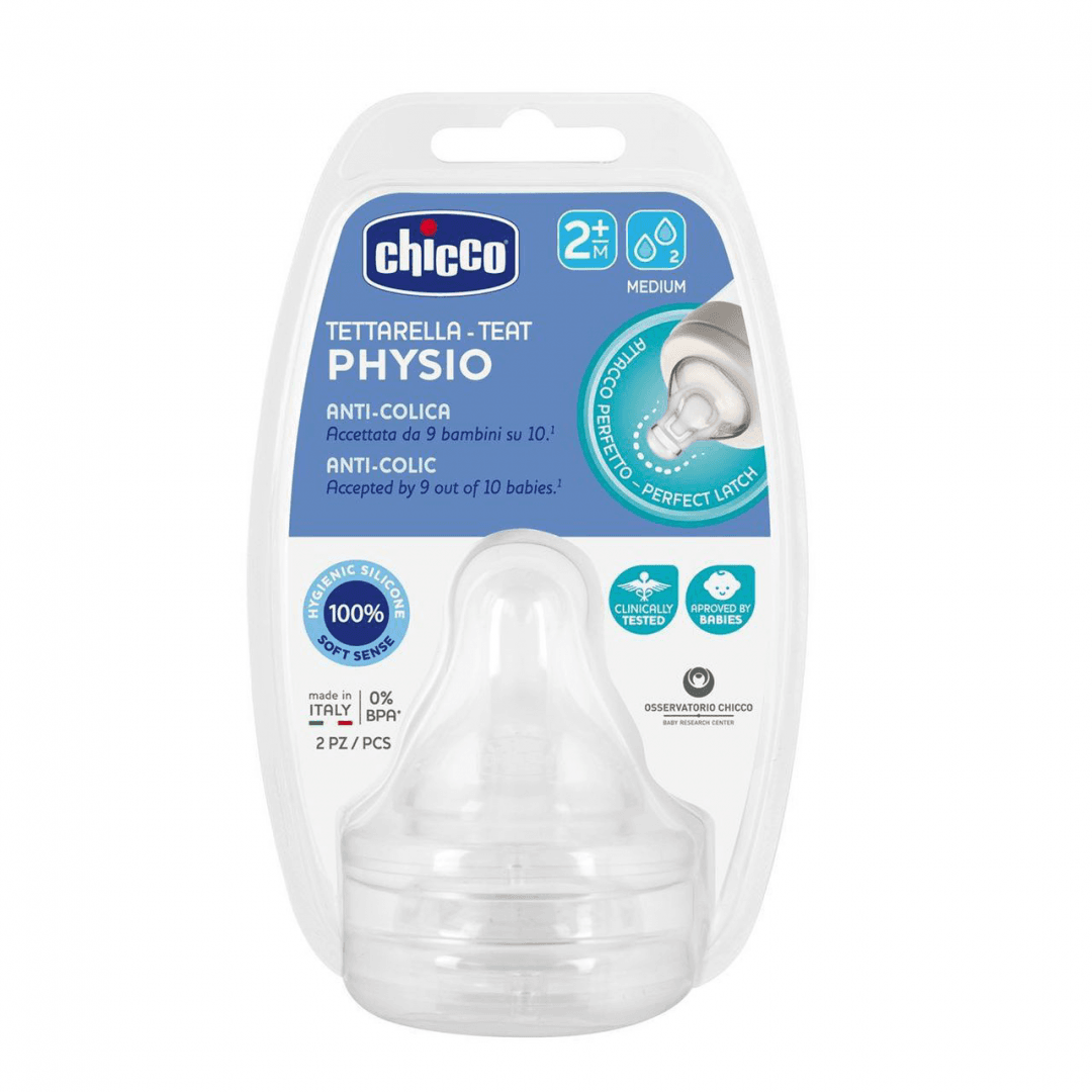 Chicco P5 Tetina Silicone Médio 2M+ 2 Un.