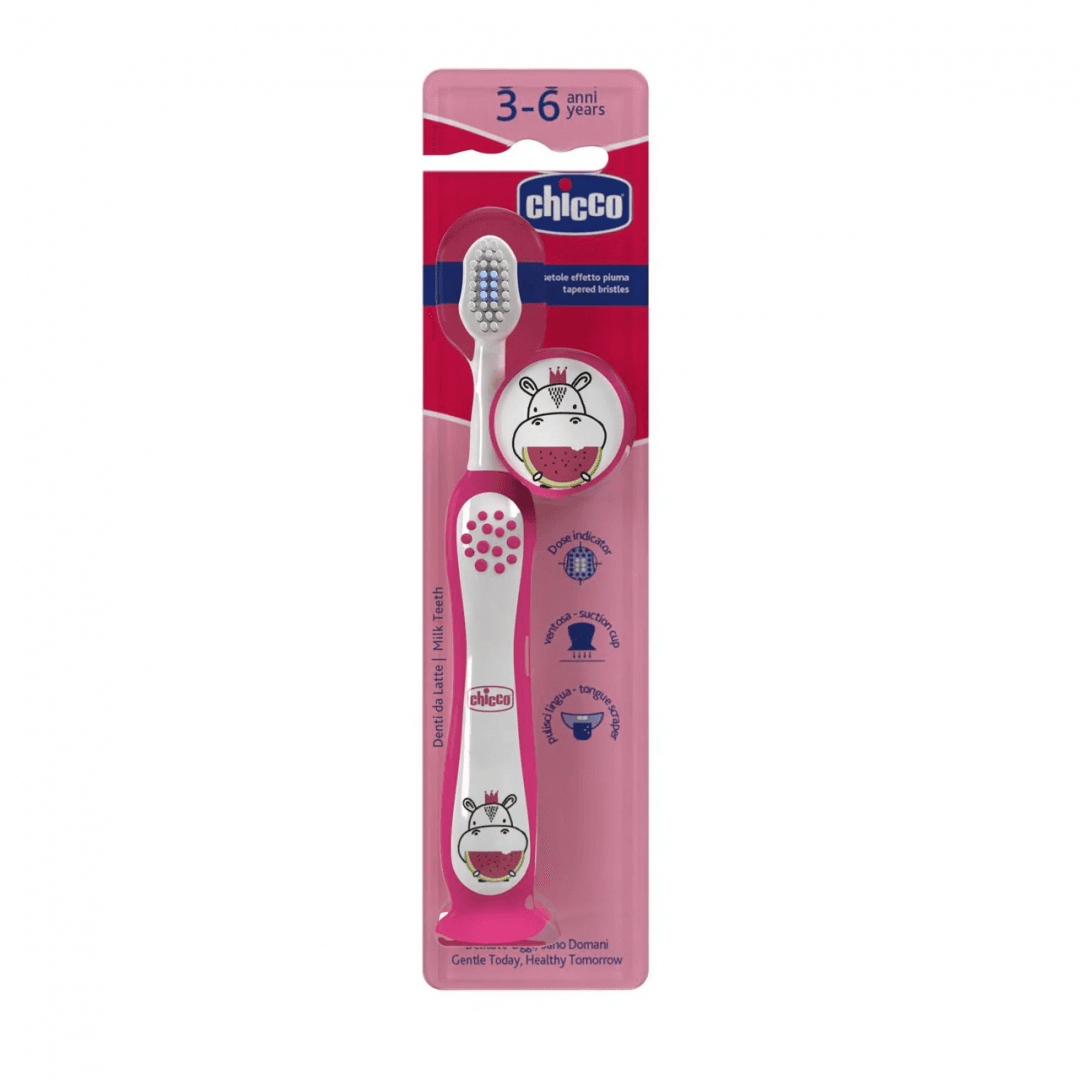 Chicco Escova de Dentes 3-6 Anos Hipopótamo Rosa