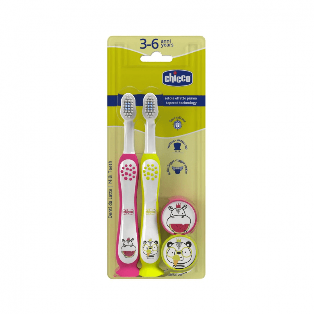 Chicco Packs Escovas de Dentes 3-6 Anos Rosa + Verde